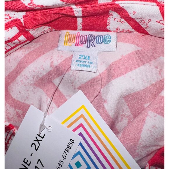 LuLaRoe Pink & White Sleeveless Button-Up Top 2XL Lightweight Womens Apparel - Picture 3 of 3